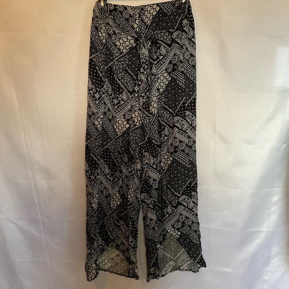 Cleo Tie Front Flyaway Layered Wide Leg Palazzo Pants